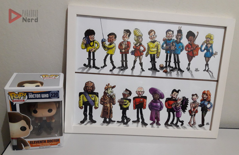 Funko Pop Doctor Who e quadro de Jornada nas Estrelas